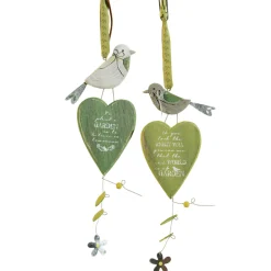 Deko Herz, Holzherz mit Vogel, grün, 30cm, Hänger