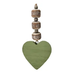 Deko Herz mit 3 Birkenholz Kugeln, Holzherz grün, 25cm, Hänger