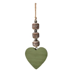 Deko Herz mit 3 Birkenholz Kugeln, Holzherz grün, 25cm, Hänger