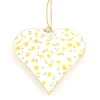 Deko Herz mit Blumen, Metallherz mit Blumen gelb, 12cm, Hänger