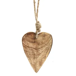 Deko Herz natur, Holzherz flach, zum Hängen, 21cm, Hänger