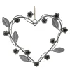Deko Herz Rosen, filigranes Metallherz mit Rosenranken und Blätter, 23x20cm, Zink, Hänger