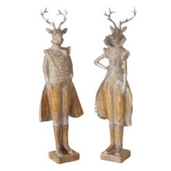 Deko Hirsch Jenno, edler Winterhirsch im Frack oder Kleid, 42cm, Boltze Home Collections