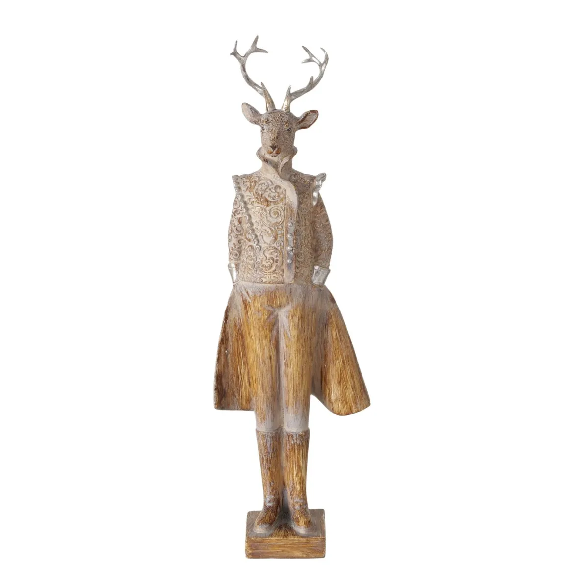 Deko Hirsch Jenno, edler Winterhirsch im Frack oder Kleid, 42cm, Boltze Home Collections
