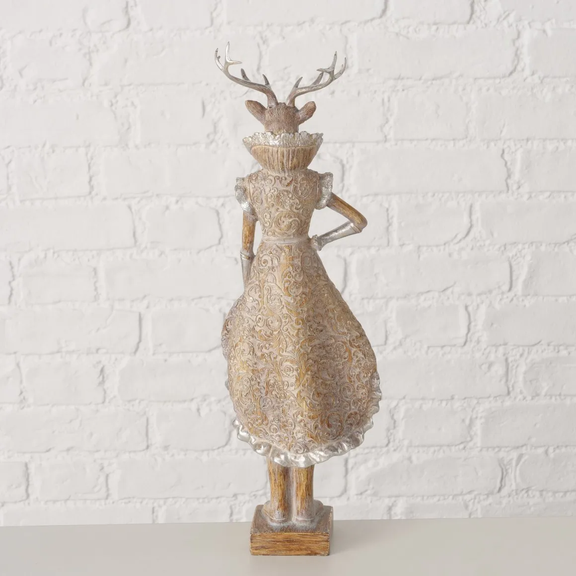 Deko Hirsch Jenno, edler Winterhirsch im Frack oder Kleid, 42cm, Boltze Home Collections