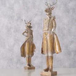 Deko Hirsch Jenno, edler Winterhirsch im Frack oder Kleid, 42cm, Boltze Home Collections