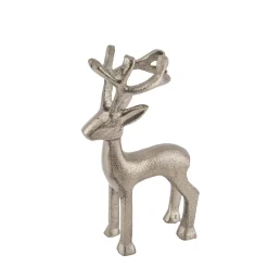 Deko Hirsch, Metallhirsch silbergrau, 7x15cm, Metall