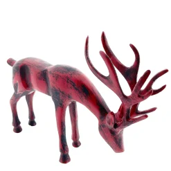 Deko Hirsch rot, Metallhirsch rot-schwarz, 28x23cm