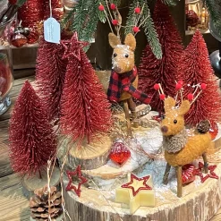 Deko Hirsche, Filzhirsche mit Schal, 17+20cm, 2-fach sort, Set/2