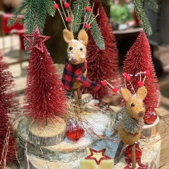 Deko Hirsche, Filzhirsche mit Schal, 17+20cm, 2-fach sort, Set/2