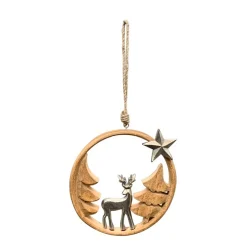 Deko Holzhänger mit Hirsch und Stern, 12cm