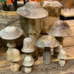 Deko Holzpilz, Fliegenpilz natur, breite Kappe, 20x15cm