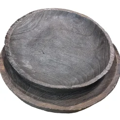 Deko Holzschale rund, sehr leichte Schale, dunkles braun, Ø30cm