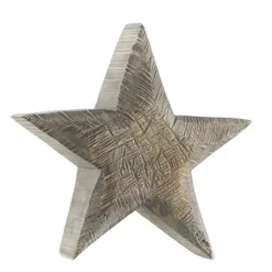 Deko Holzstern grau, Stern sägerau aus Pappelholz, 30cm, WMG Grünberger