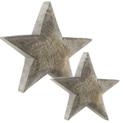 Deko Holzstern grau, Stern sägerau aus Pappelholz, 30cm, WMG Grünberger