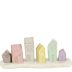 Deko Häuser, Häuserzeile, Keramikhäuschen pastell, 20cm
