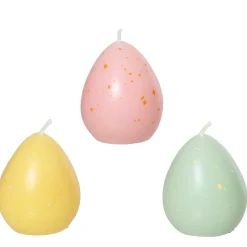 Deko Kerze Ei, Osterkerze in eiform, gesprenkelt rosa, mint oder gelb, 5cm