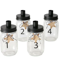 Deko Kerzengläser Advent, Kerzenhalter mit Zahlen 1-4 und Holzstern, Boltze Home Collections
