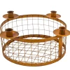 Deko Kerzenhalter Gitterkob, Kerzenhalter aus Rost für Stabkerzen, 35x14cm, Metall