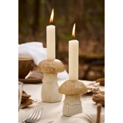 Deko Kerzenhalter Pilz, Keramikpilz beige-braun, 8,5cm, Ib Laursen