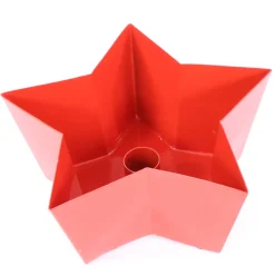 Deko Kerzenhalter Stern, Kerzenhalterschale für Stabkezen, rot, 17x7cm, Metall