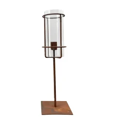 Deko Kerzenhalter Teal Rost, Rost Windlicht für Stabkerzen, 35cm