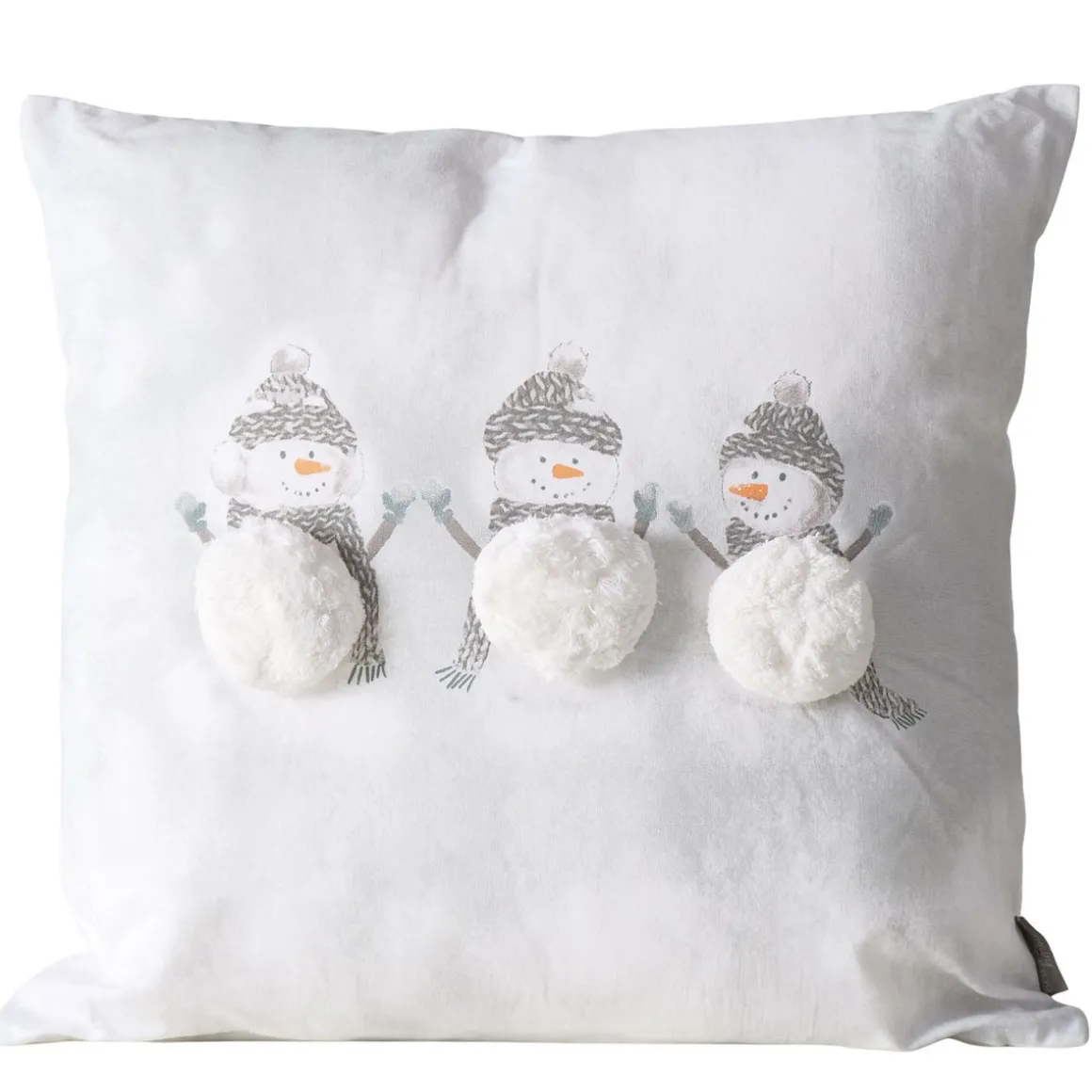 Deko Kissen Schneemann Frosty, 3 Schneemänner mit Plüschbauch, 50x50cm, Boltze Home Collections