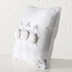 Deko Kissen Schneemann Frosty, 3 Schneemänner mit Plüschbauch, 50x50cm, Boltze Home Collections