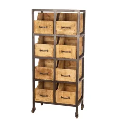 Deko Kommode Vintage aus Holz/Metall, Schubladenschrank auf Rollen, 60x130cm, DIJK Natural Collectio
