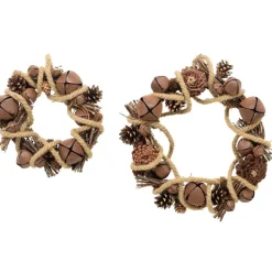 Deko Kranz Schellen, Naturkranz mit Schellen und Zapfen, Ø38cm