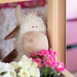 Deko Kuh, Hochlandrind aus Plüsch, creme-braun, 25cm, Mars & More