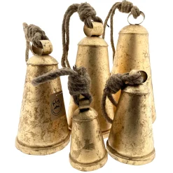 Deko Kuhglocke Eschenlohe Rustikal gold, Glocke mit Klang im Shabby Chic Look, gold-schwarz, 20cm, Metall