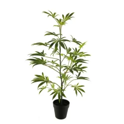 Deko Kunstpflanze Hanf, Grünpflanze wie echt, Hanf im Topf