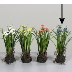 Deko Kunstpflanze Wiesenblume, Wiesenblumen blau mit Erdballen, 22cm, DPI GmbH