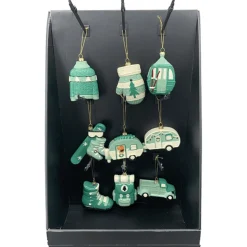 Deko Kunststoffhänger Wintermotive, Ski, Pullover, Wohnwagen, Snowboard etc, 9cm