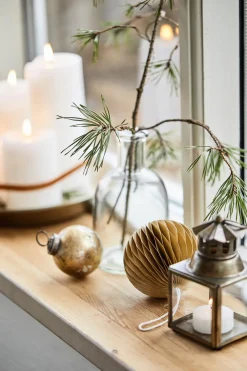 Deko Laterne mit welligem Schornstein gold, used look gold, Laursen