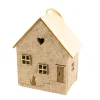Deko LED Haus, Haus aus Filz mit Katze, braun, 10x12cm, Hänger