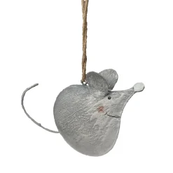Deko Maus, kleine Metallmaus grau used look, Hänger
