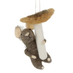Deko Maus, Mäuschen aus Filz mit Pilz, Filzmaus, 10cm, Hänger