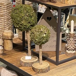 Deko Moosbaum Aride, Mooskugel auf Naturholzstamm, 40cm