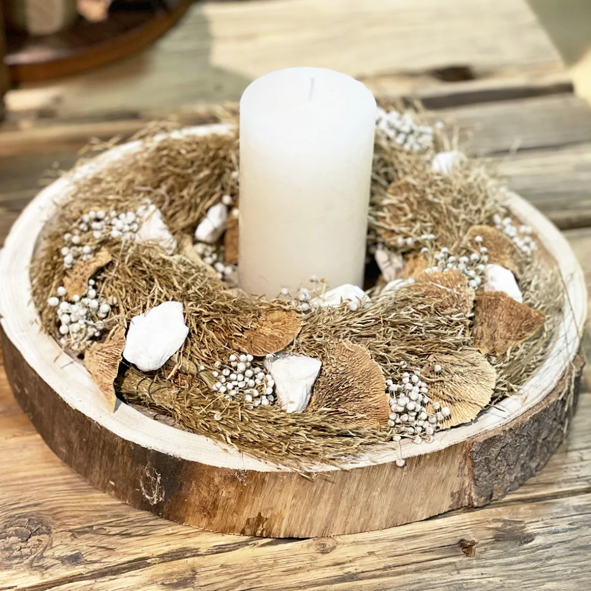 Deko Naturkranz, Kranz mit Gräser und Pilze, Ø28cm, DIJK Natural Collections