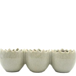 Deko Pflanzei grau, 3er Keramikei oben offen, 24cm