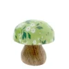 Deko Pilz mit grüner Kappe und Blumenmuster, kleiner Holzpilz mit Blumen, 5cm