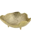 Deko Schale gold, Metallschale auf Füsse, gewellter Rand, 30x30cm