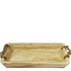 Deko Schale Naturholz, Holztablett mit Jutegriff, 58x32cm, DIJK Natural Collections