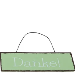Deko Schild Danke, grün, Metall, 15x5cm, Hänger