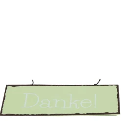 Deko Schild Danke, hellgrün, Metall, 15x5cm, Hänger