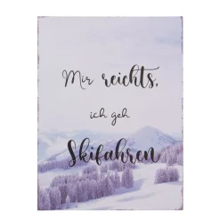 Deko Schild Skifahren used look, Metallschild: Mir reichts...., 40x30cm, Boltze Home Collections