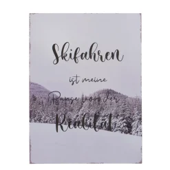 Deko Schild Skifahren used look, Metallschild: Skifahren ist meine Pause..., 40x30cm, Boltze Home Co