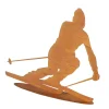Deko Skifahrer, Skibo used look, 48x36cm, Rost, Aufsteller, Boltze